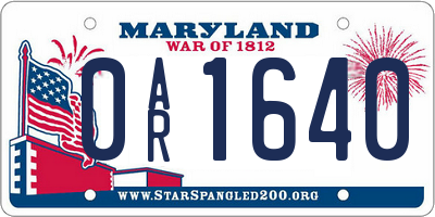 MD license plate 0AR1640