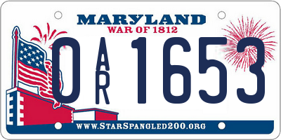 MD license plate 0AR1653