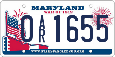 MD license plate 0AR1655