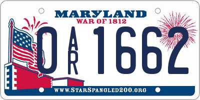 MD license plate 0AR1662