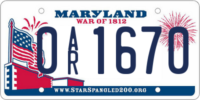 MD license plate 0AR1670
