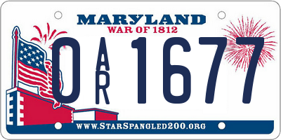 MD license plate 0AR1677