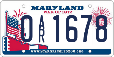 MD license plate 0AR1678