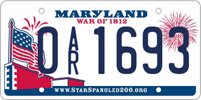MD license plate 0AR1693