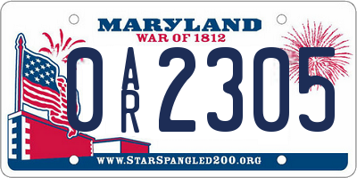 MD license plate 0AR2305
