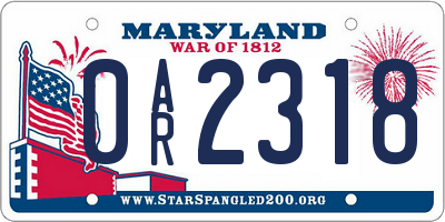 MD license plate 0AR2318