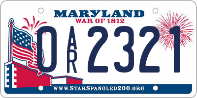 MD license plate 0AR2321