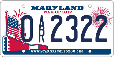 MD license plate 0AR2322