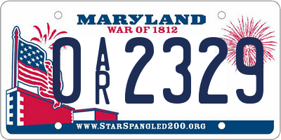 MD license plate 0AR2329