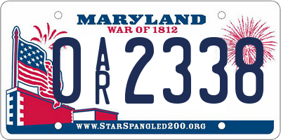 MD license plate 0AR2338
