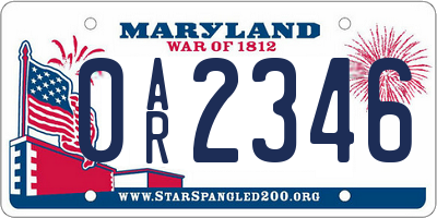 MD license plate 0AR2346