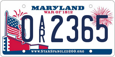 MD license plate 0AR2365
