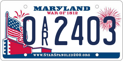 MD license plate 0AR2403