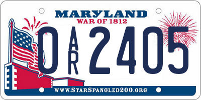 MD license plate 0AR2405