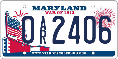MD license plate 0AR2406