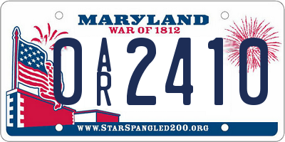 MD license plate 0AR2410