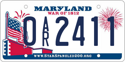 MD license plate 0AR2411