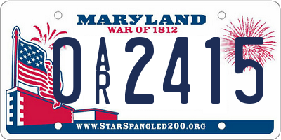 MD license plate 0AR2415