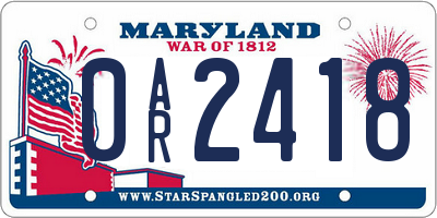 MD license plate 0AR2418