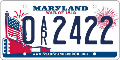 MD license plate 0AR2422