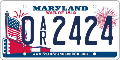 MD license plate 0AR2424