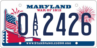 MD license plate 0AR2426