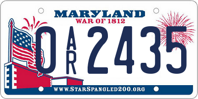 MD license plate 0AR2435