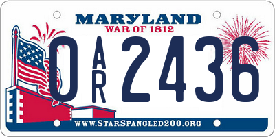 MD license plate 0AR2436