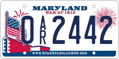 MD license plate 0AR2442