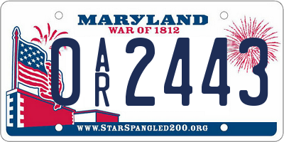 MD license plate 0AR2443