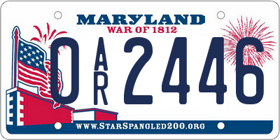 MD license plate 0AR2446