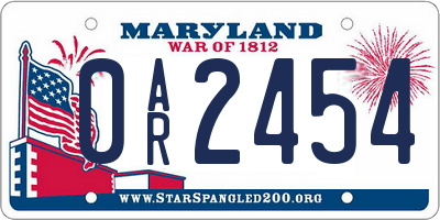 MD license plate 0AR2454