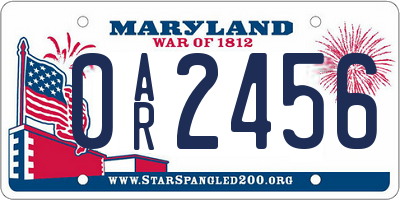 MD license plate 0AR2456