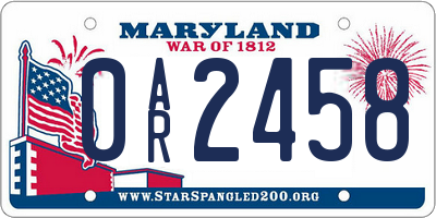 MD license plate 0AR2458