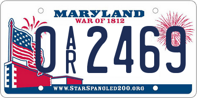 MD license plate 0AR2469