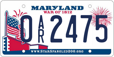 MD license plate 0AR2475