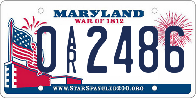 MD license plate 0AR2486