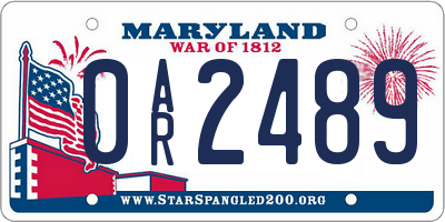 MD license plate 0AR2489