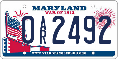 MD license plate 0AR2492