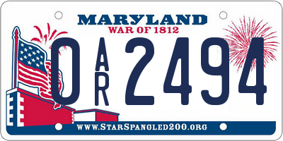 MD license plate 0AR2494