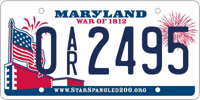 MD license plate 0AR2495