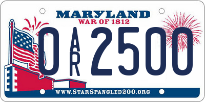 MD license plate 0AR2500