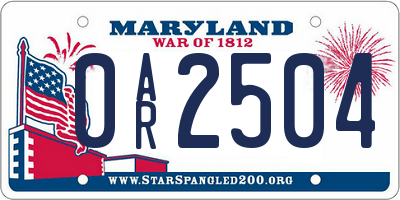 MD license plate 0AR2504