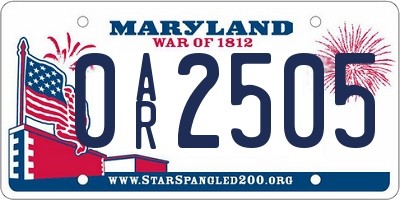 MD license plate 0AR2505