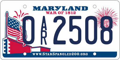 MD license plate 0AR2508