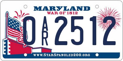MD license plate 0AR2512