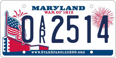 MD license plate 0AR2514