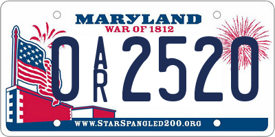 MD license plate 0AR2520