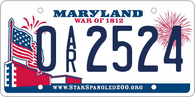 MD license plate 0AR2524
