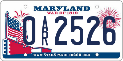 MD license plate 0AR2526